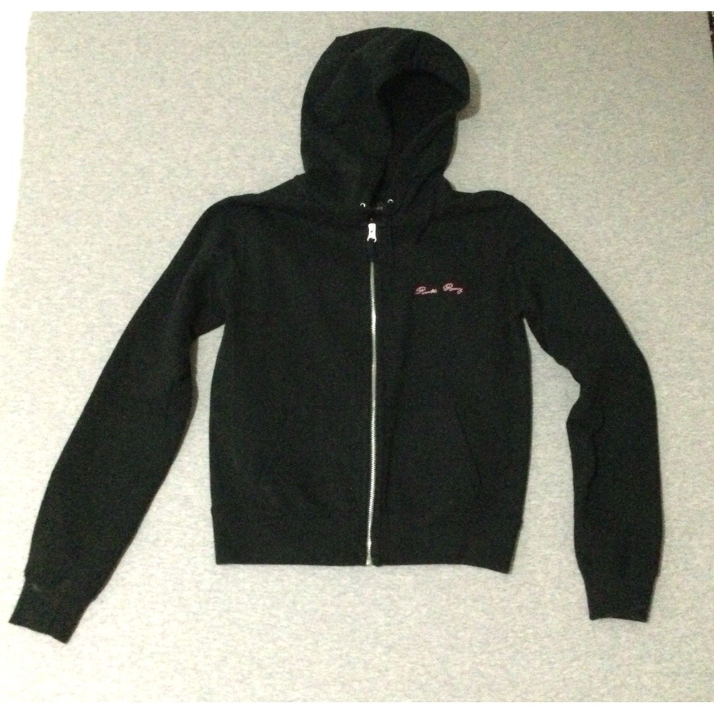 Ralph Lauren Black Zip-Up Hoodie with Pink Script